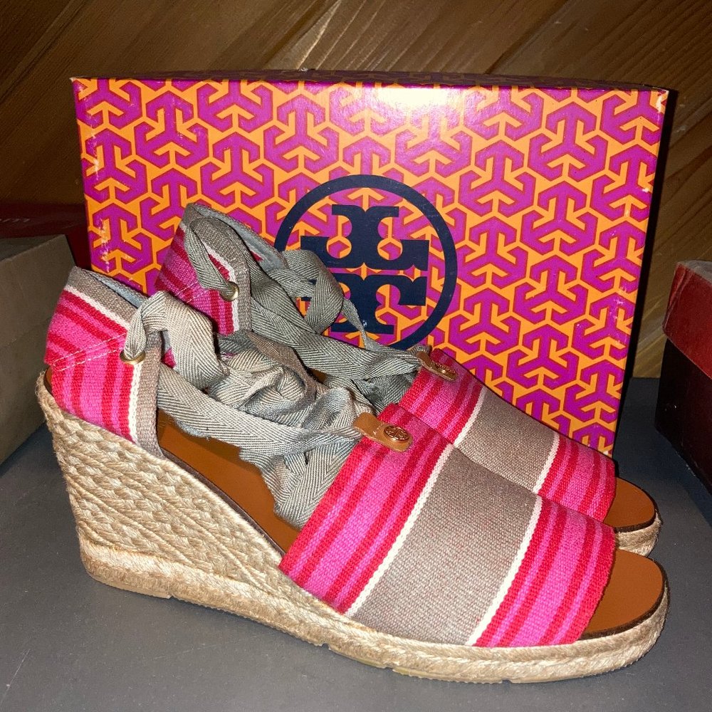 New Tory Burch Marabelle Pink Wedge Sandals Size 11 in Original Box (2)